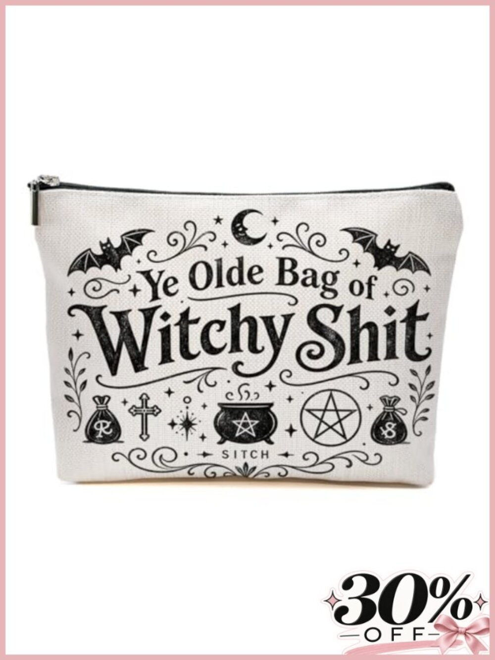 Goth Witchy Makeup Bag Mystical Cosmetic Pouch Polyester Travel Toiletry